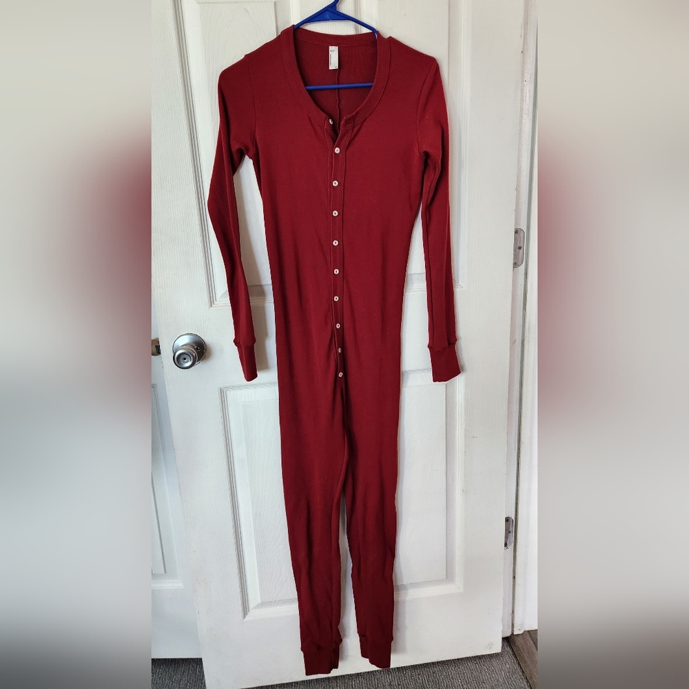 American Apparel Button Up Red One Piece